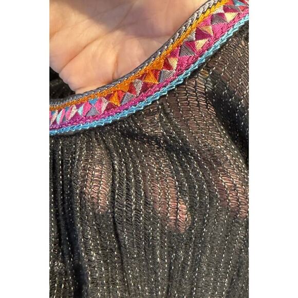 Eri + Ali Size Small Open Back Tie Neck Tassel Gauzy Merletta Top Anthropologie - Picture 9 of 9